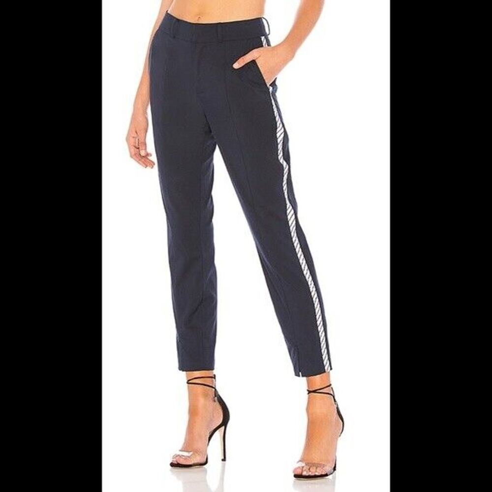 Joie Brookley Side Stripe Cotton Blend Solid Pants in Midnight NEW Women's 10